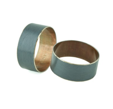 Two blue cuff bracelets with copper interior, displayed on a white background.