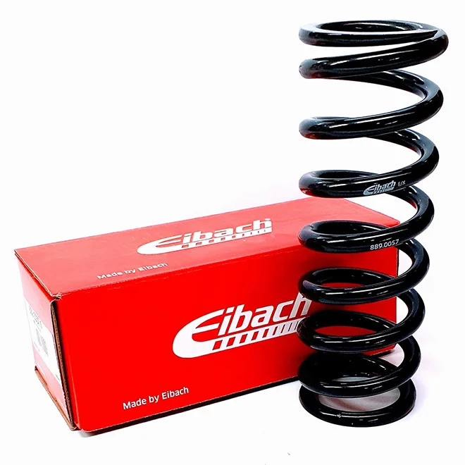 Eibach Shock Spring EMS 63.1 x 60.6 x 270mm 892 Series - Inmotion Suspension Coil spring standing upright next to a red Eibach box