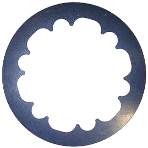 Blue circular ring with a white scalloped inner hole in the center?