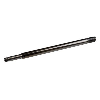 Long cylindrical metal rod with threaded ends and a small notch near the middle.