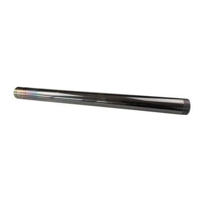Long black cylindrical tube with a metallic rainbow-tinted cap on the left, shown diagonally on a white background.